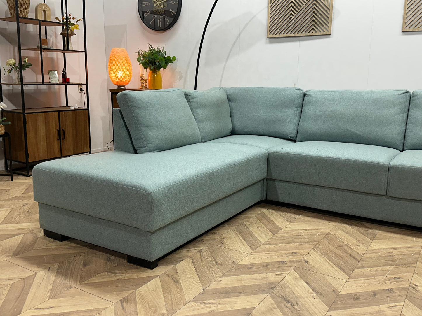 Licht Blauwe Hoekbank ~ Losse Kussens Met Afneembare Hoezen