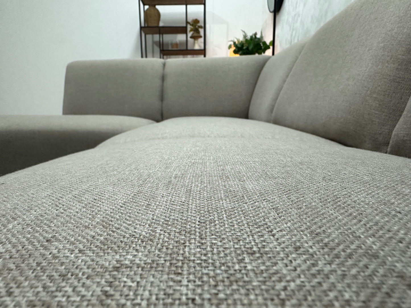 Beige Hoekbank ~ Vaste Kussens