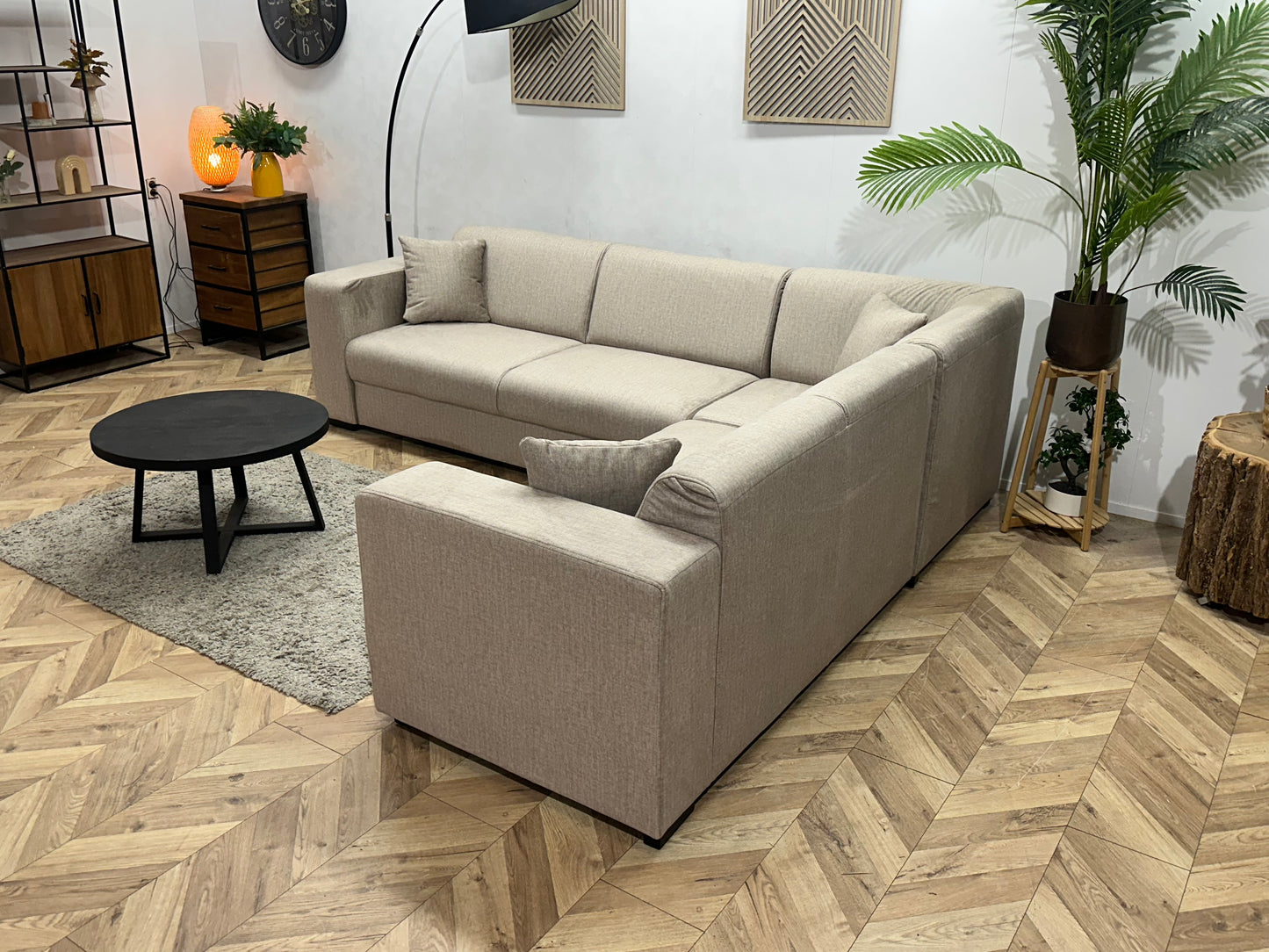 !Showroommodel! Beige Velvet Hoekbank
