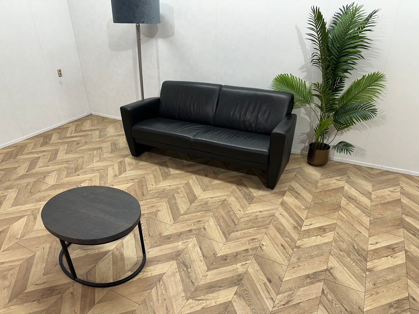 Zwart Echt Lederen 2.5-Zits Bank ~ Vaste Kussens