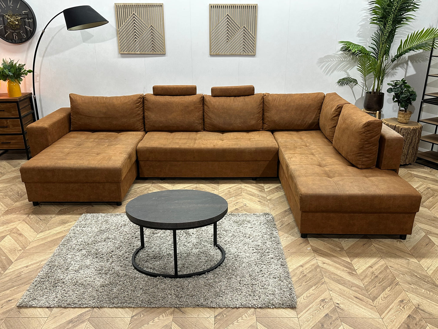 Cognac Bruine Suède Stoffen U Bank ~ Slaapfunctie