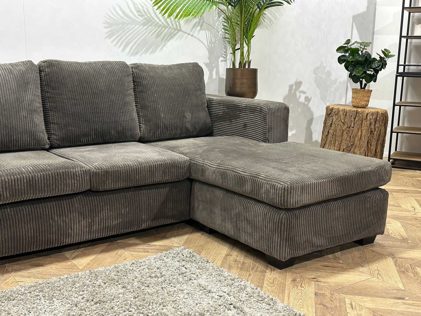 Antraciet Ribstof Hoekbank ~ Meerdere Opstellingen