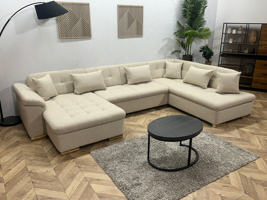 !Showroommodel! Witte/Crème Bouclé U Bank