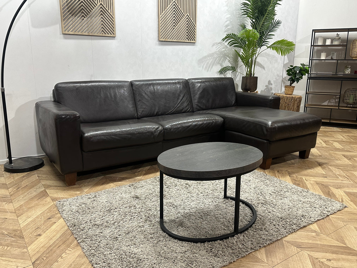 Bruine Echt Lederen Hoekbank ~ Geïmpregneerd