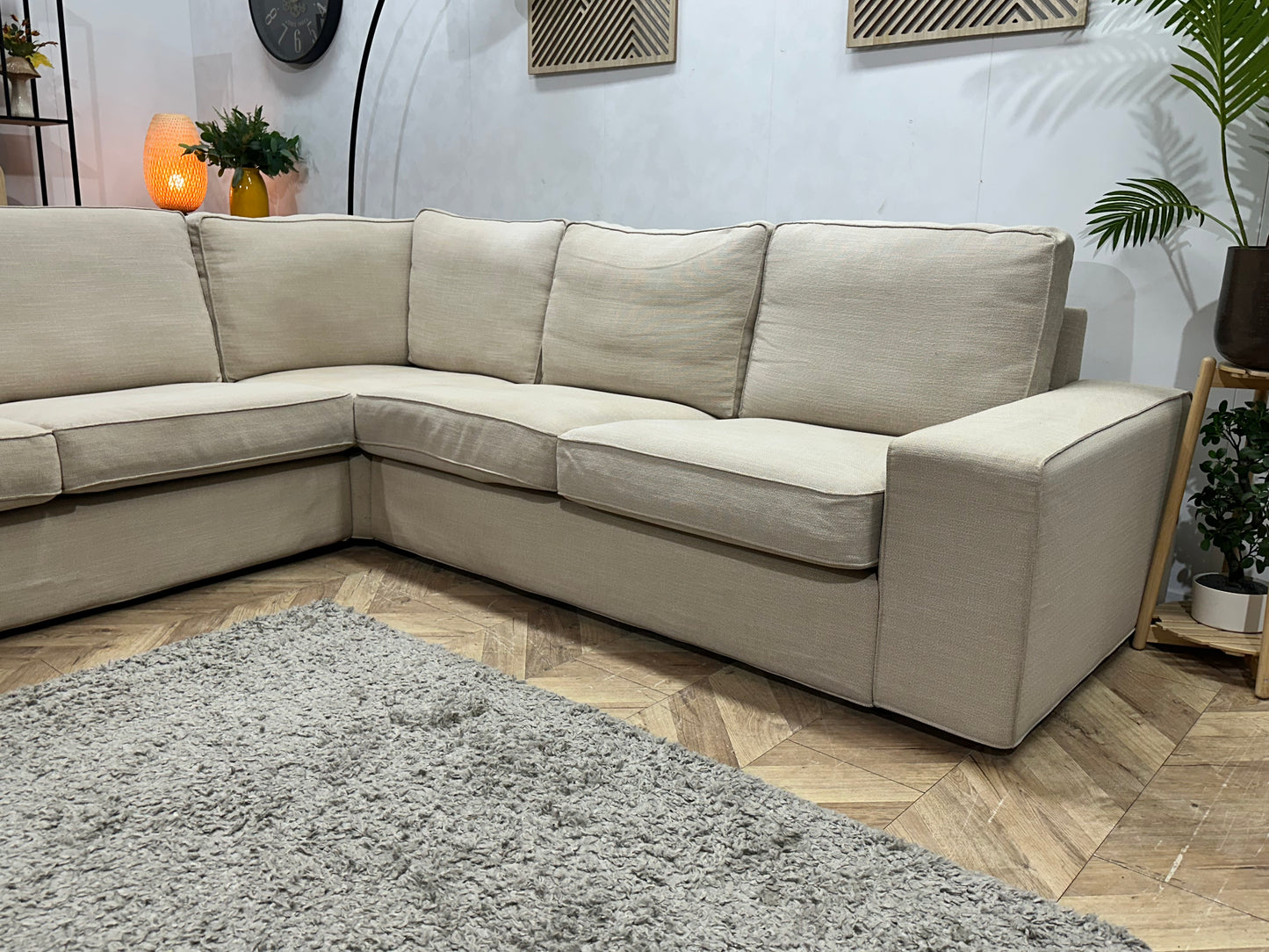 Beige Hoekbank ~ Losse Kussens Met Afneembare Hoezen