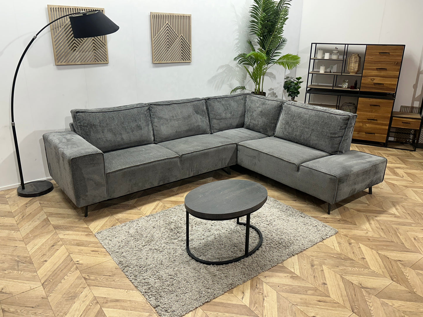 Antraciet Cremona Stoffen Hoekbank ~ Losse Rugkussens Met Afneembare Hoezen