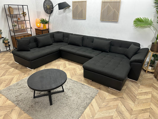 !Showroommodel! Zwarte Stoffen/Lederen U Bank