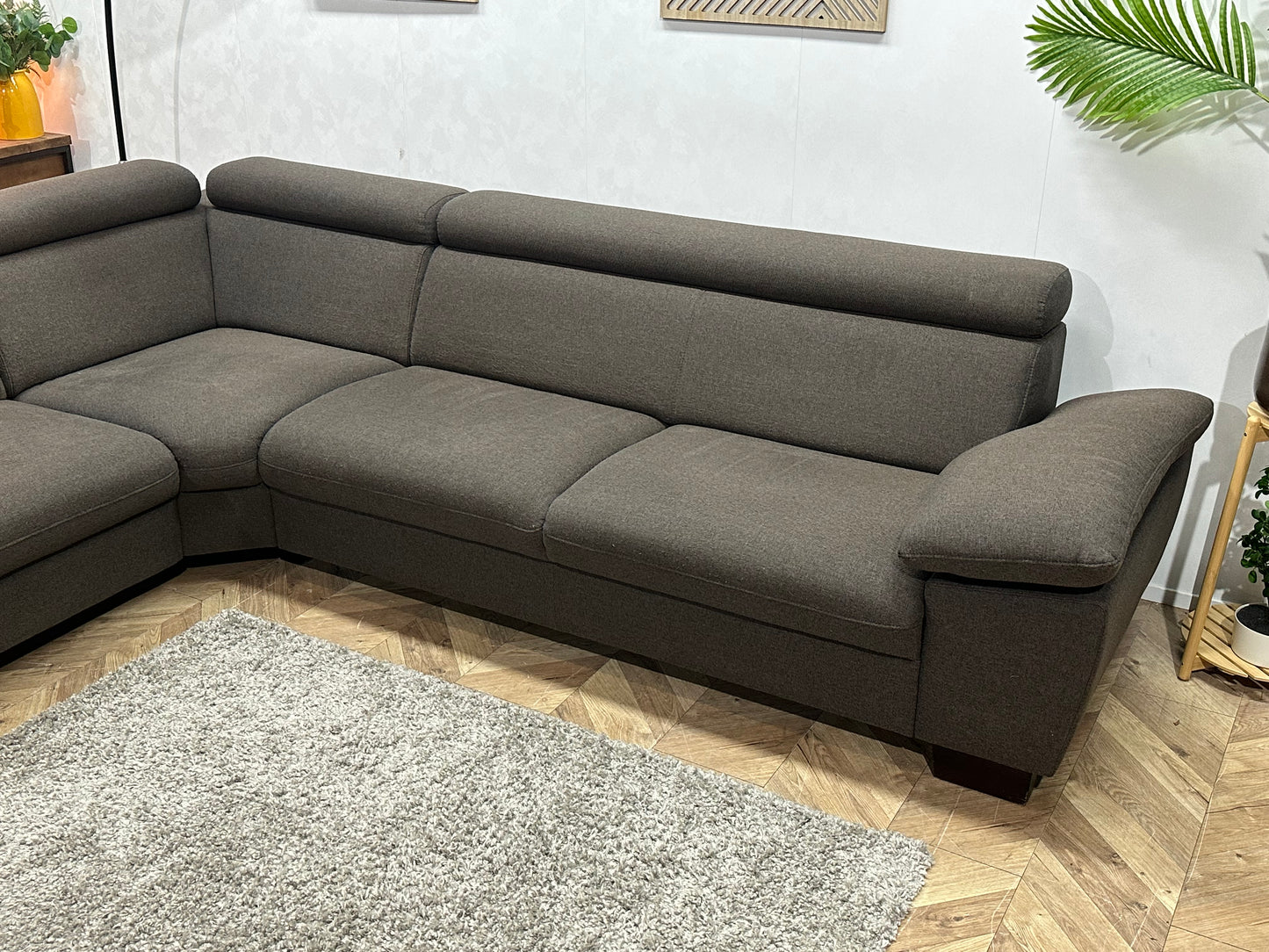 Antraciet Hoekbank ~ Verstelbare Arm/Hoofdsteunen