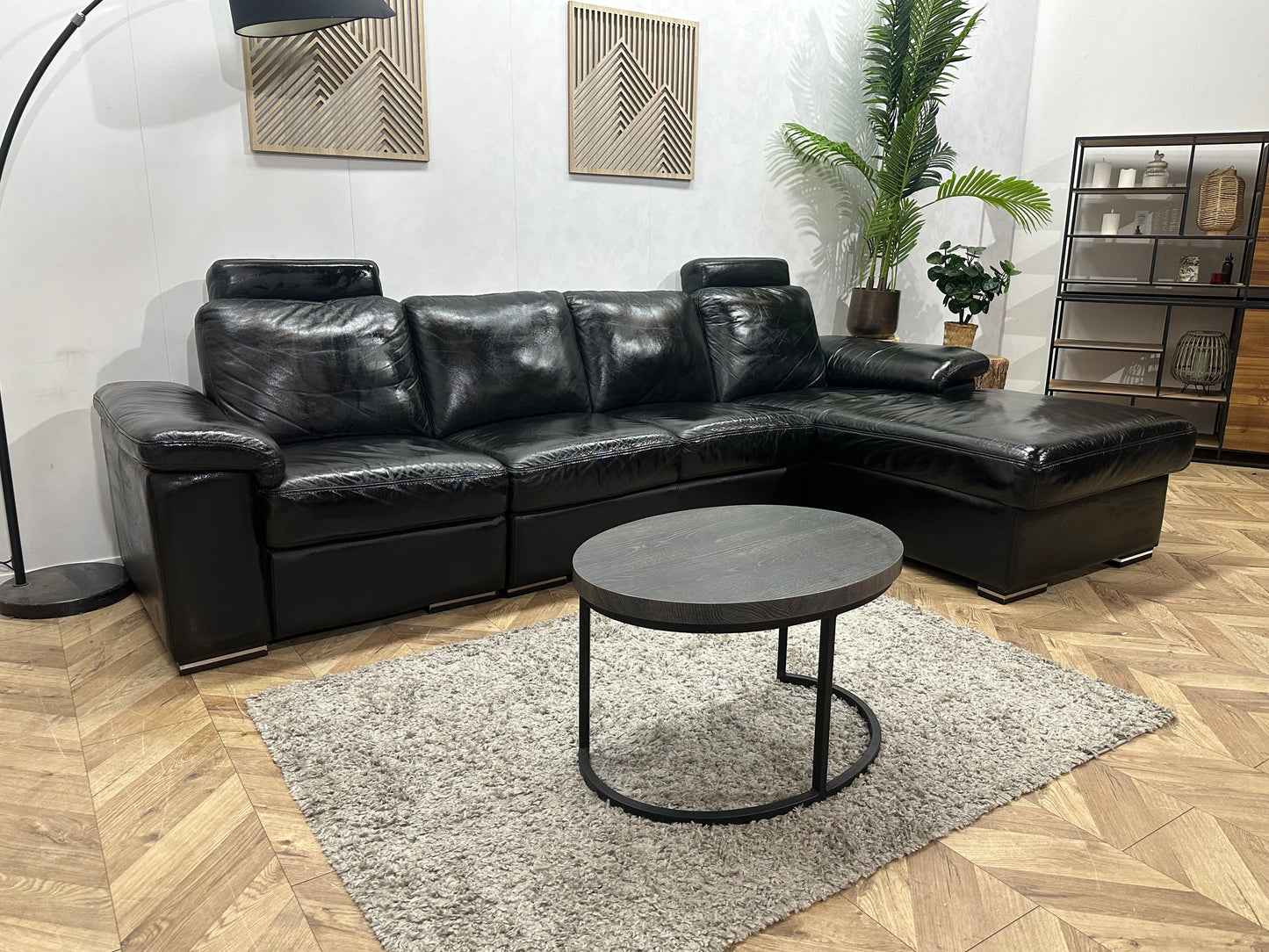 Zwarte Echt Lederen Hoekbank ~ Geïmpregneerd