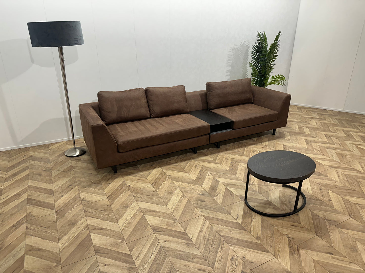 Bruine Suède Lederen Design 3-Zits Bank ~ Nieuwstaat