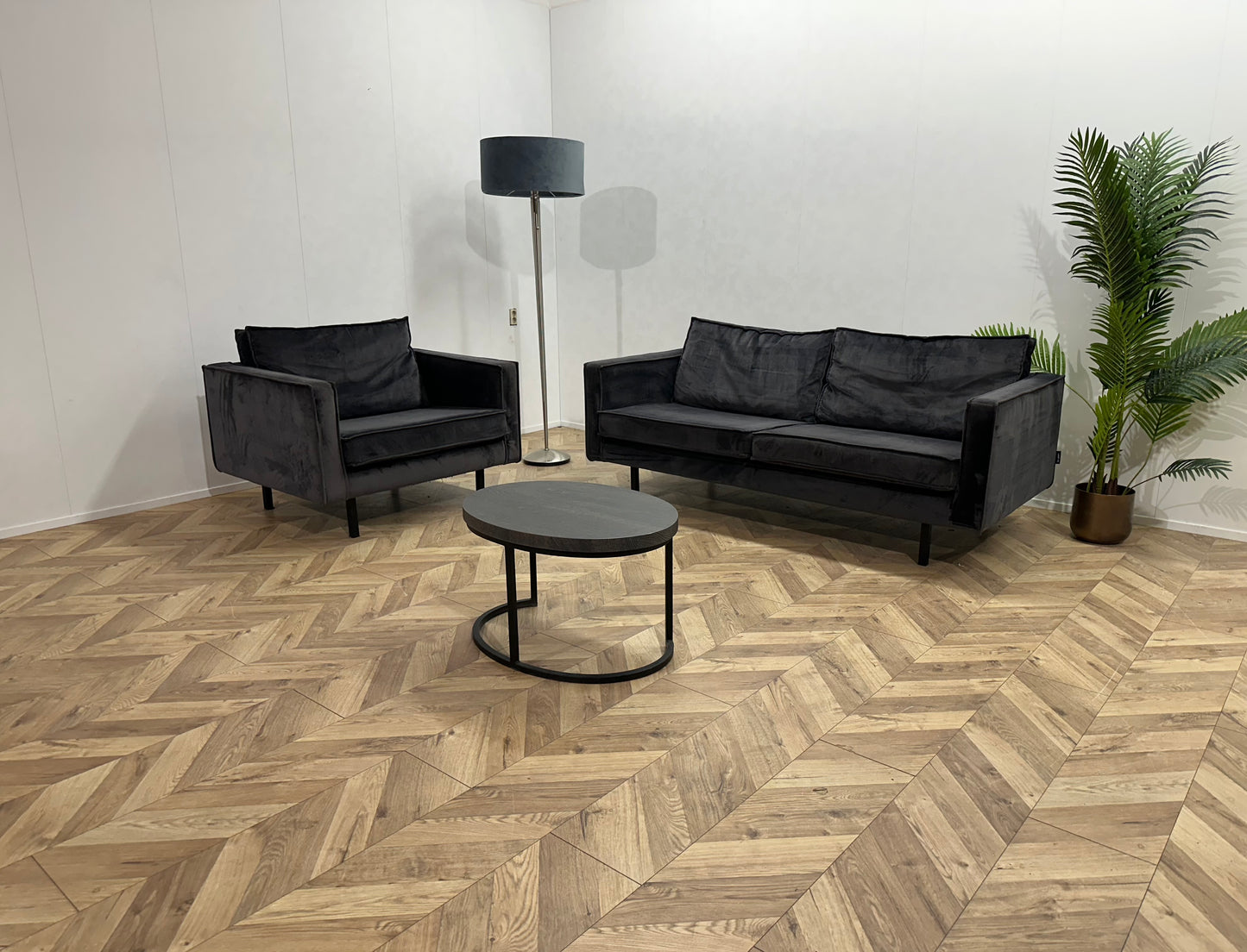 BePure Blauwe Velvet Banken Set ~ Losse Kussens Met Afneembare Hoezen