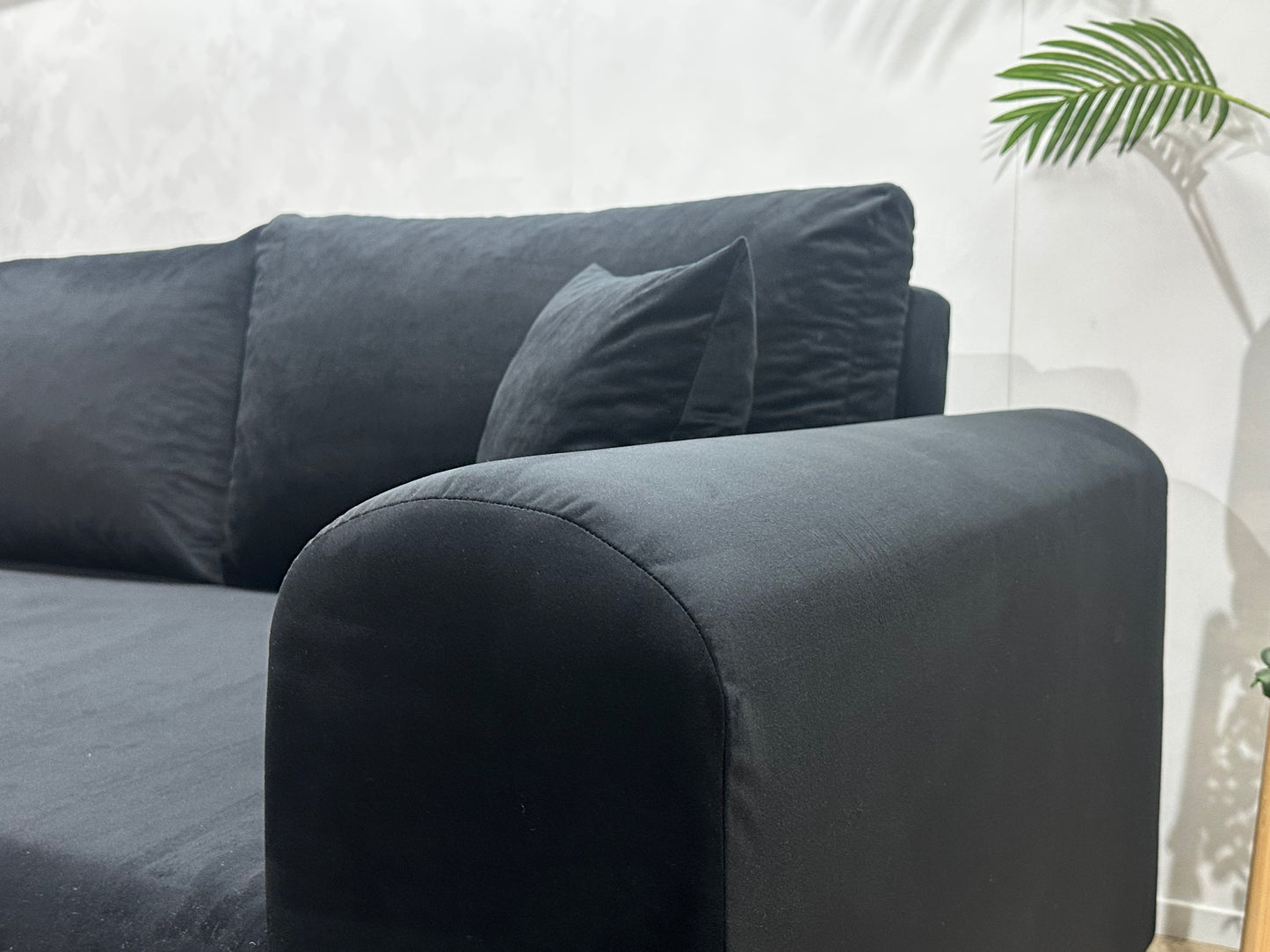 !Showroommodel! Zwarte Velvet Hoekbank