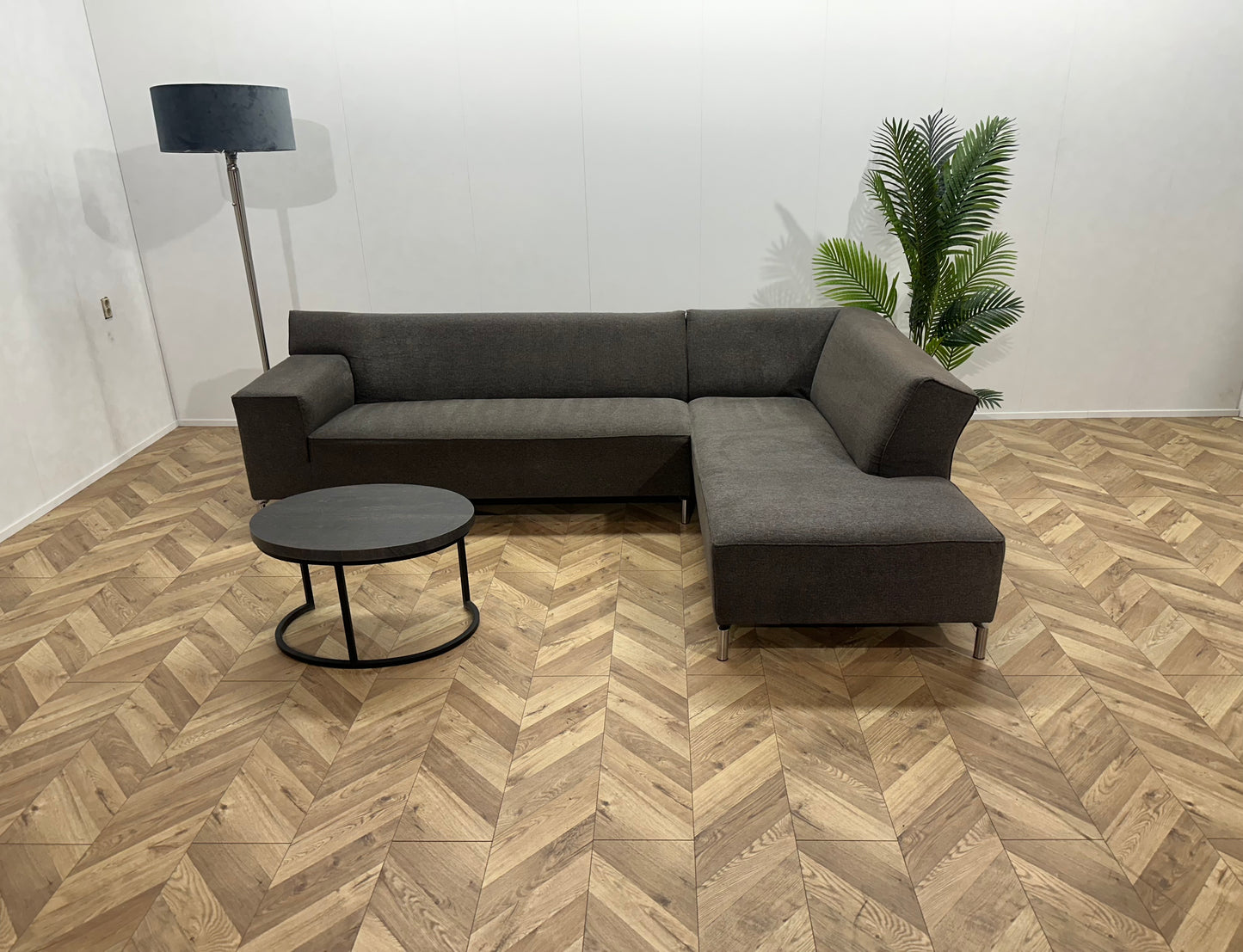 Grijze Design Hoekbank ~ Vaste Kussens