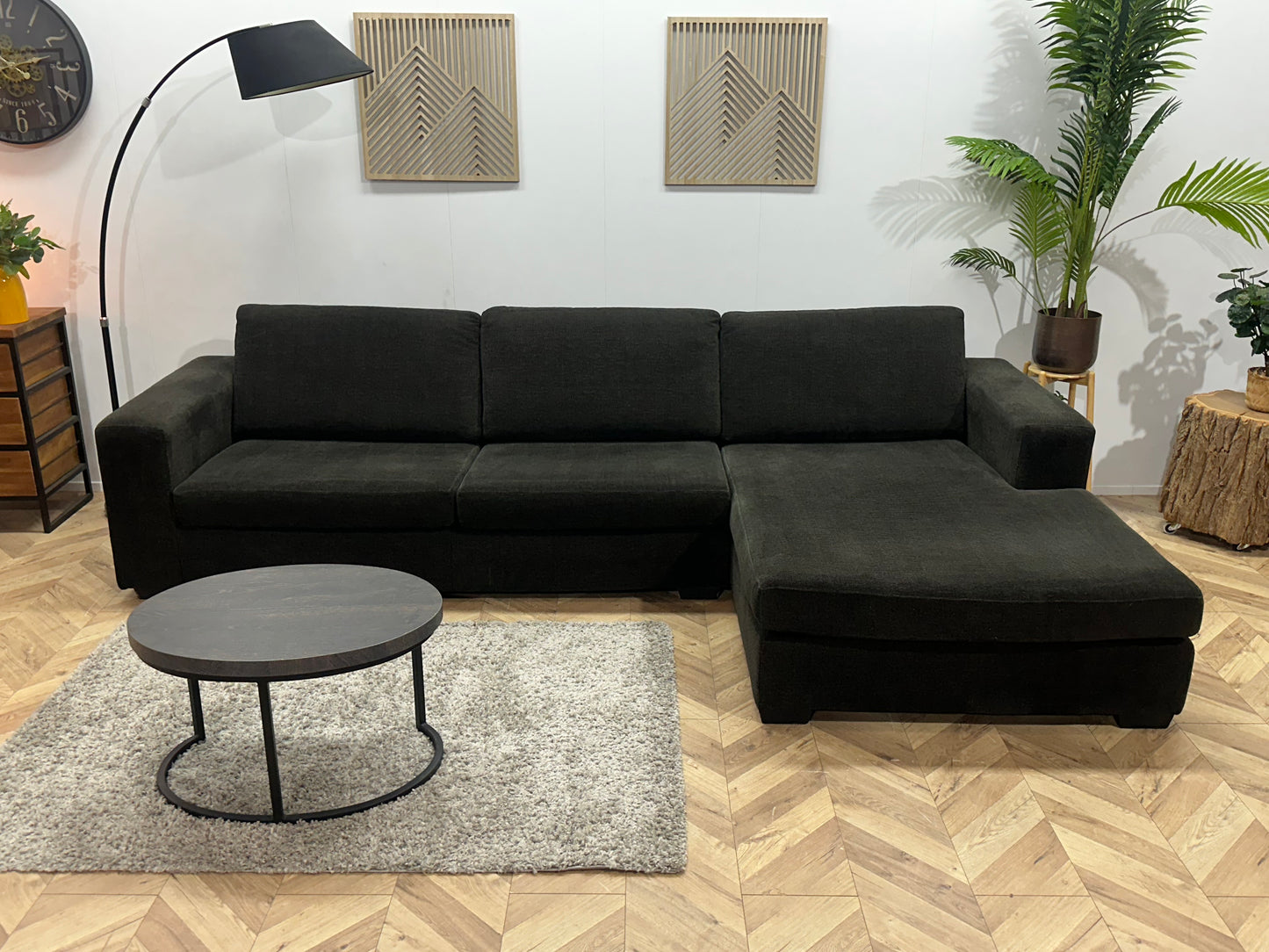 Antraciet Suède Stoffen Hoekbank ~ Losse Kussens Met Afneembare Hoezen