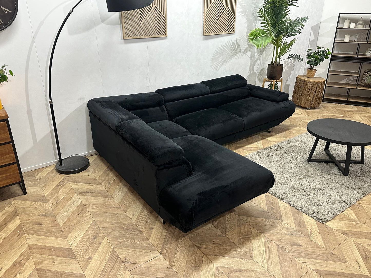 Zwarte Velvet Hoekbank ~ Inruilvoordeel