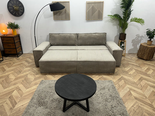 !Showroommodel! Licht Bruine Ribstof 2.5-Zits Bank ~ Slaapfunctie