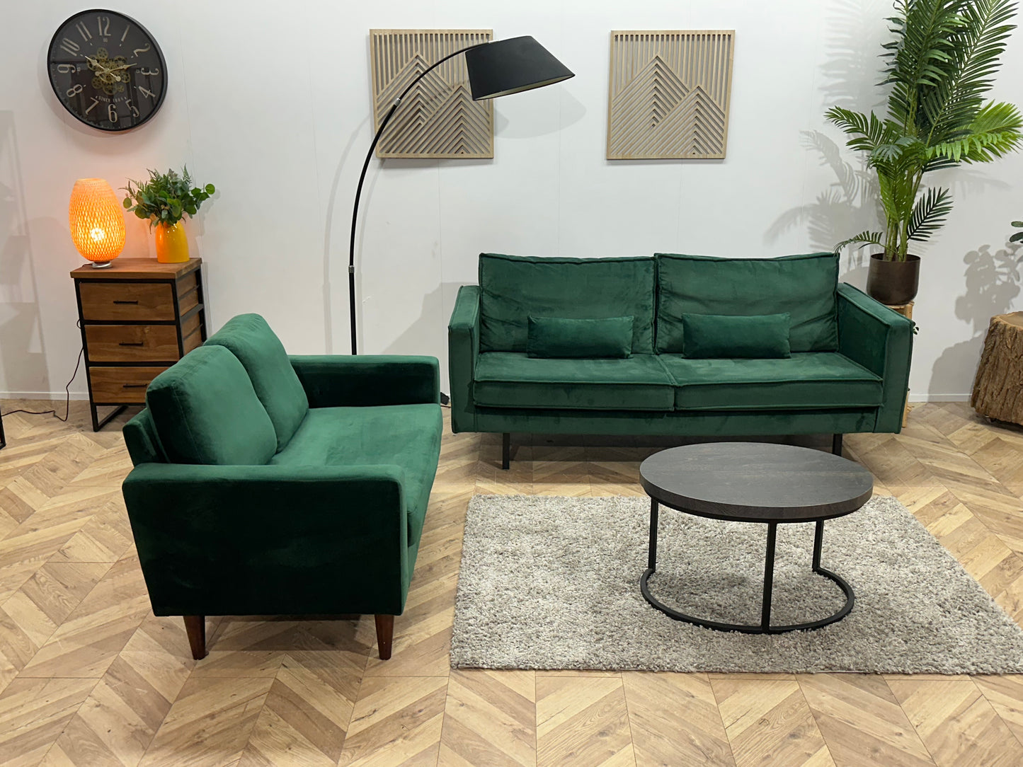 Be Pure Groene Velvet Banken Set ~ Losse Kussens Met Afneembare Hoezen