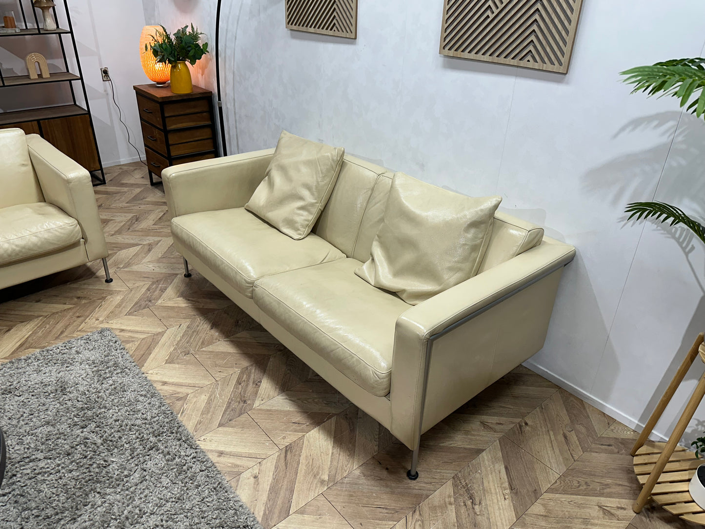 Touché Crème Lederen Banken Set ~ Losse Kussens