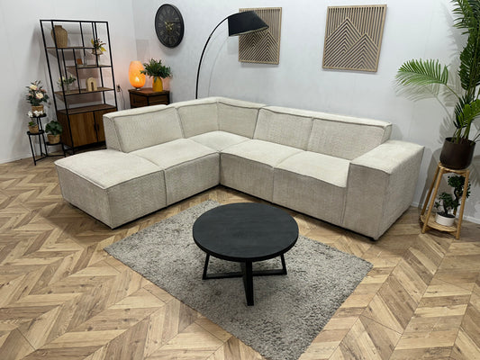 !Showroommodel! Witte Bouclé Stoffen Hoekbank