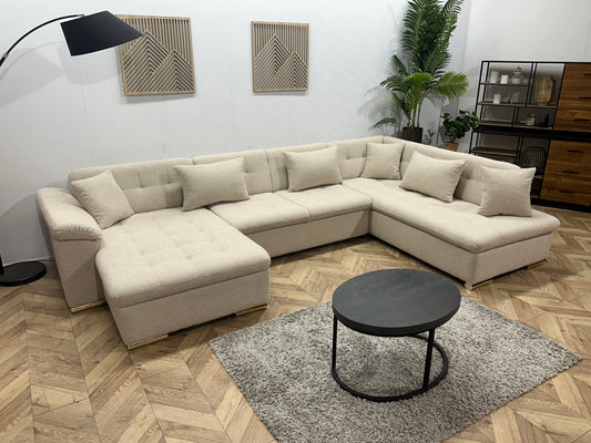 !Showroommodel! Witte/Crème Bouclé Stoffen Hoekbank