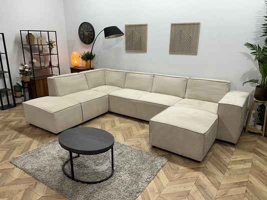 !Showroommodel! Crème Suède Stoffen U Bank