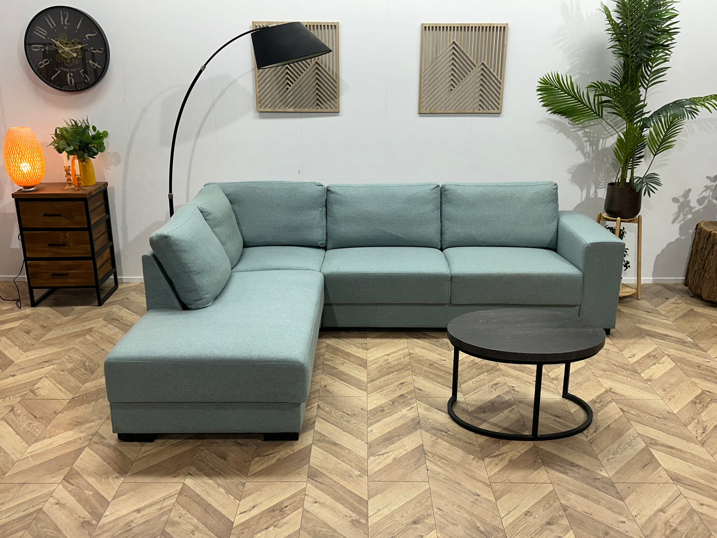 Licht Blauwe Hoekbank ~ Losse Kussens Met Afneembare Hoezen