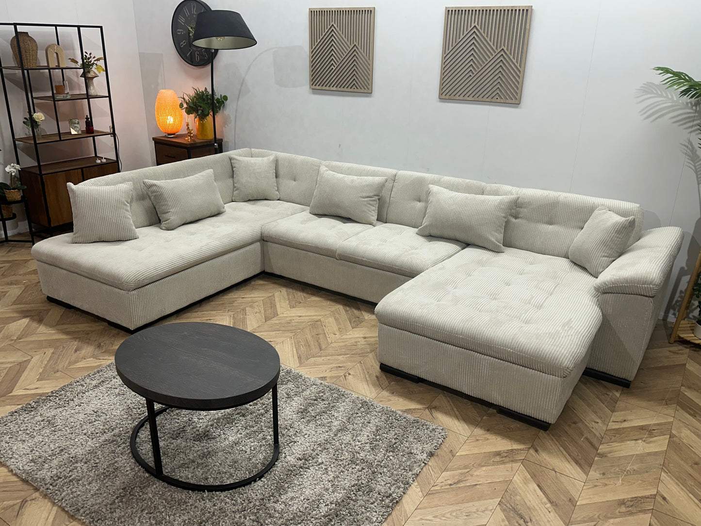 !Showroommodel! Witte Ribstof U Bank