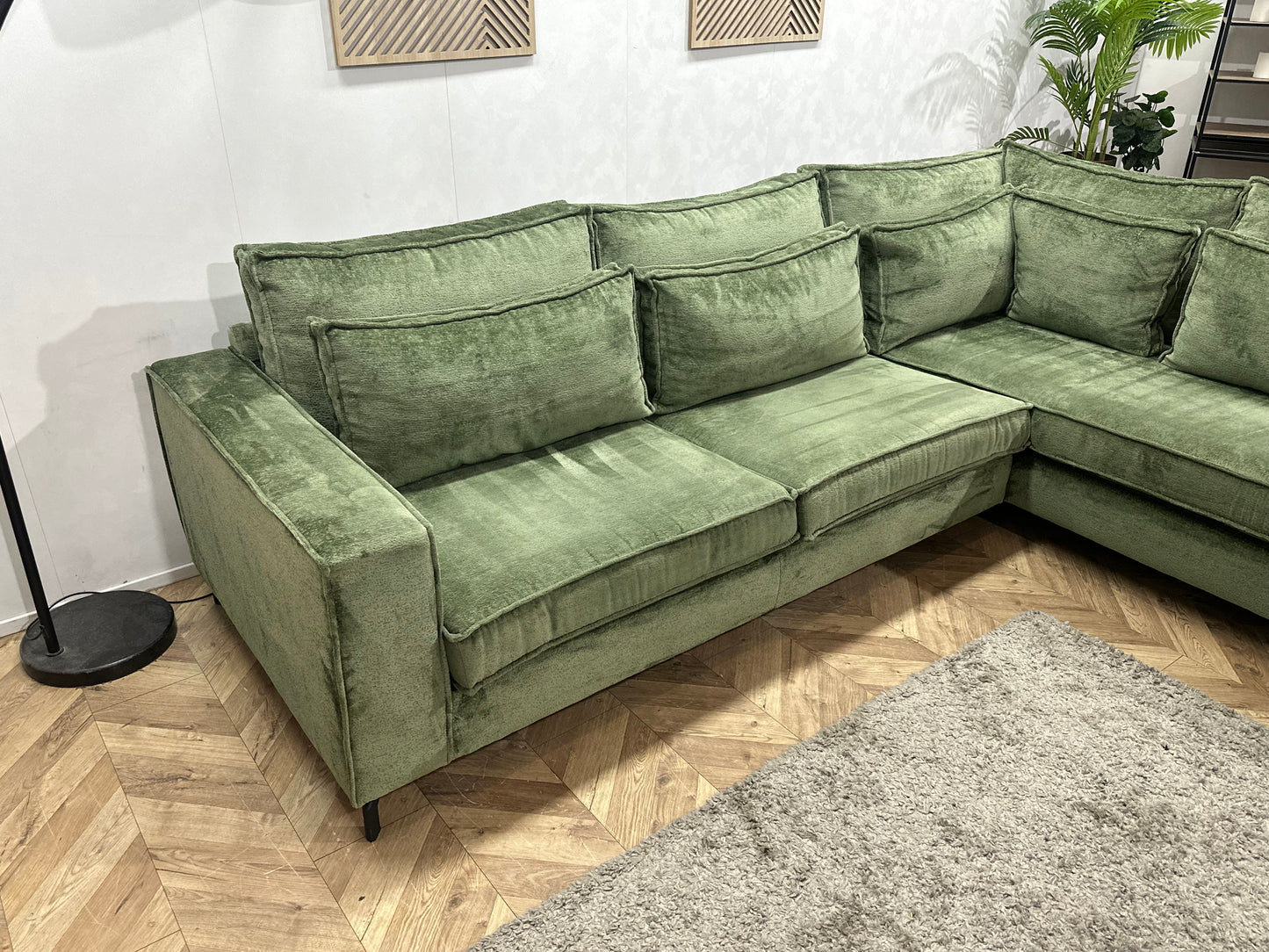 Groene Cremona Stoffen Hoekbank ~ Nieuwstaat