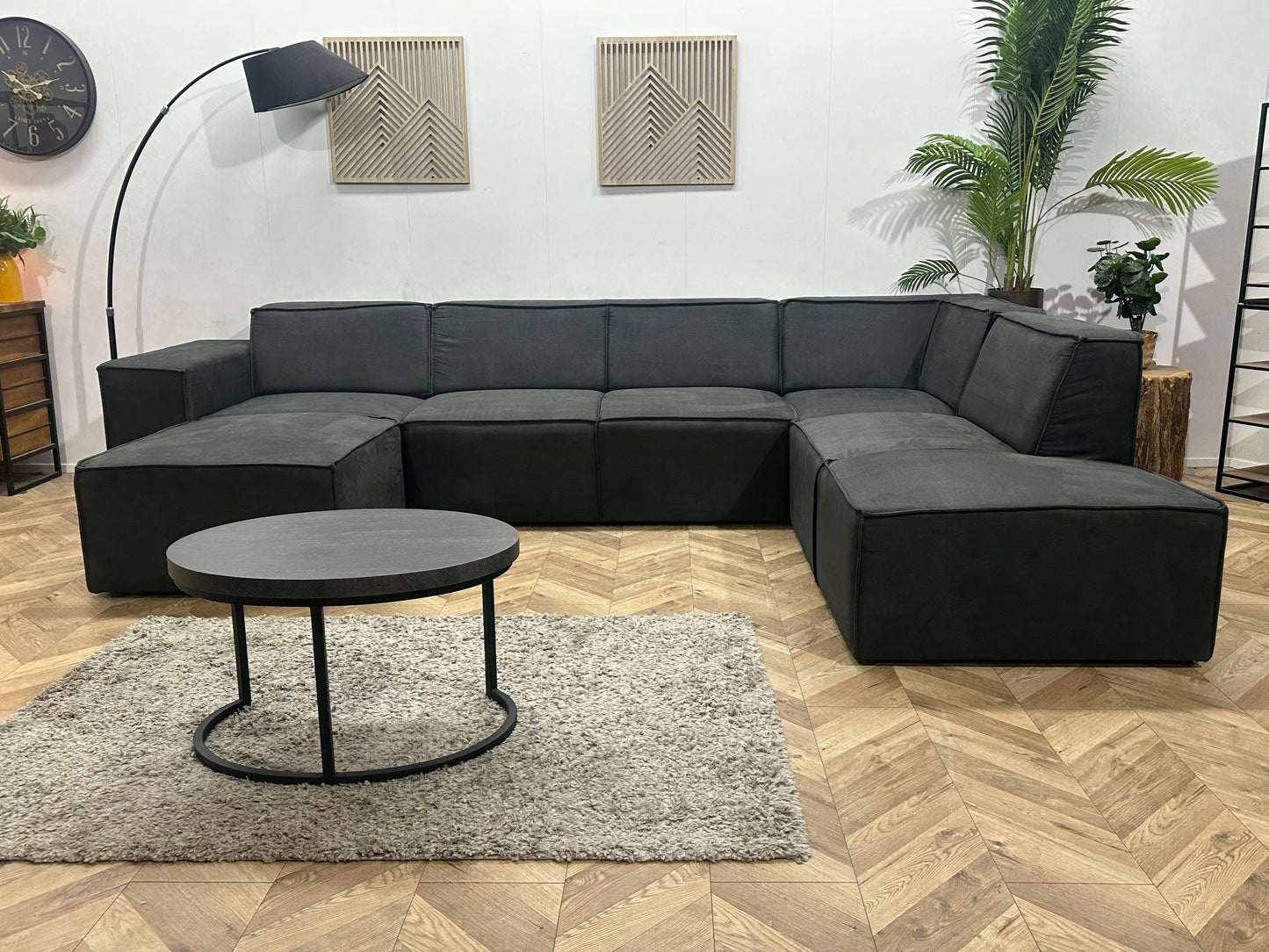 !Showroommodel! Antraciet Suède Stoffen U Bank