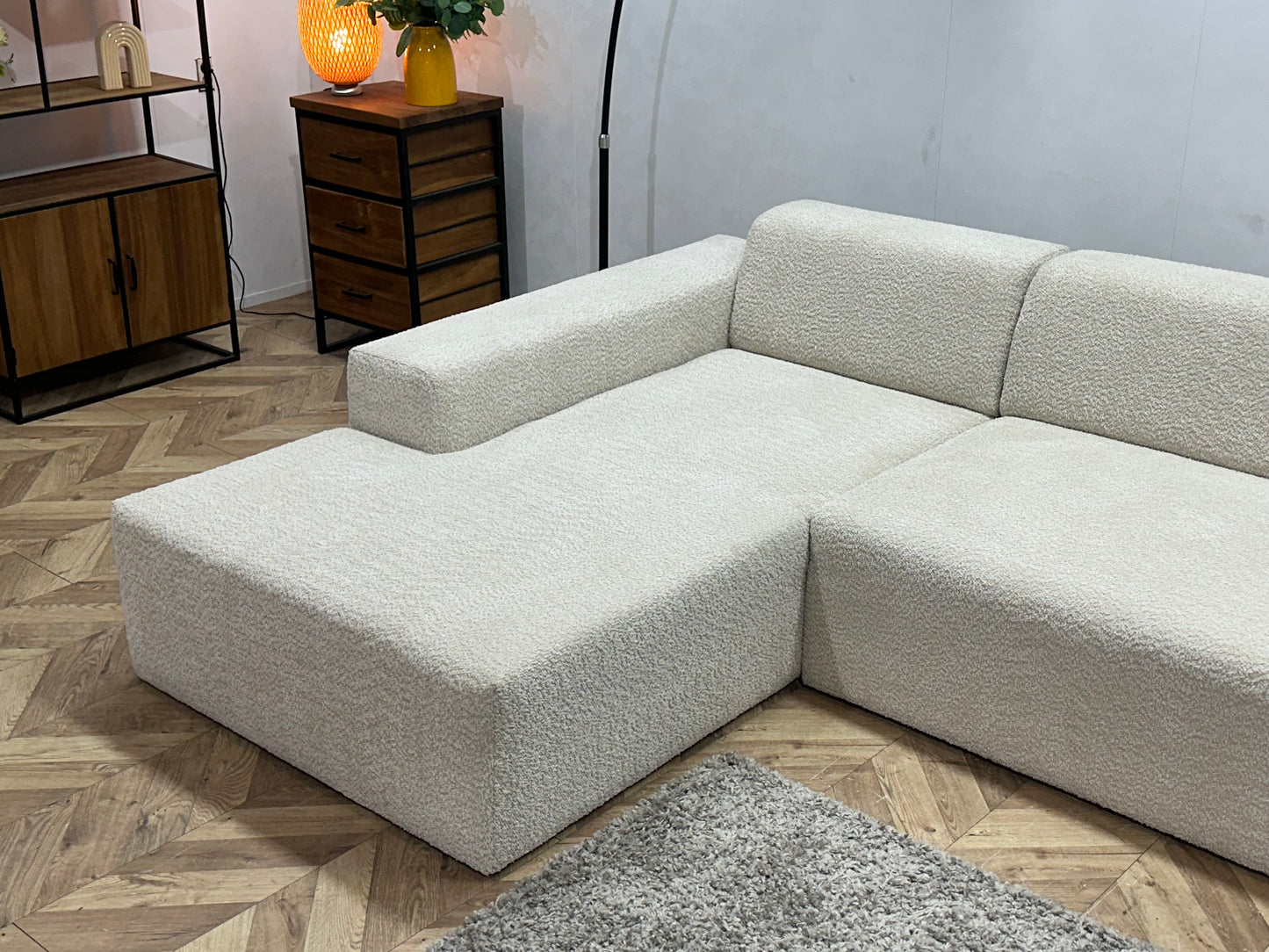 !Showroommodel! Witte Bouclé Hoekbank