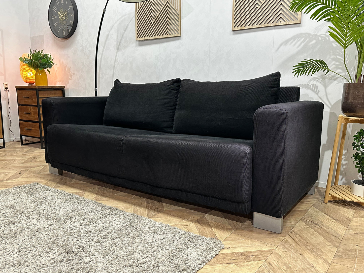 Zwarte Ribstof 2.5-Zits Bank ~ Inruilvoordeel