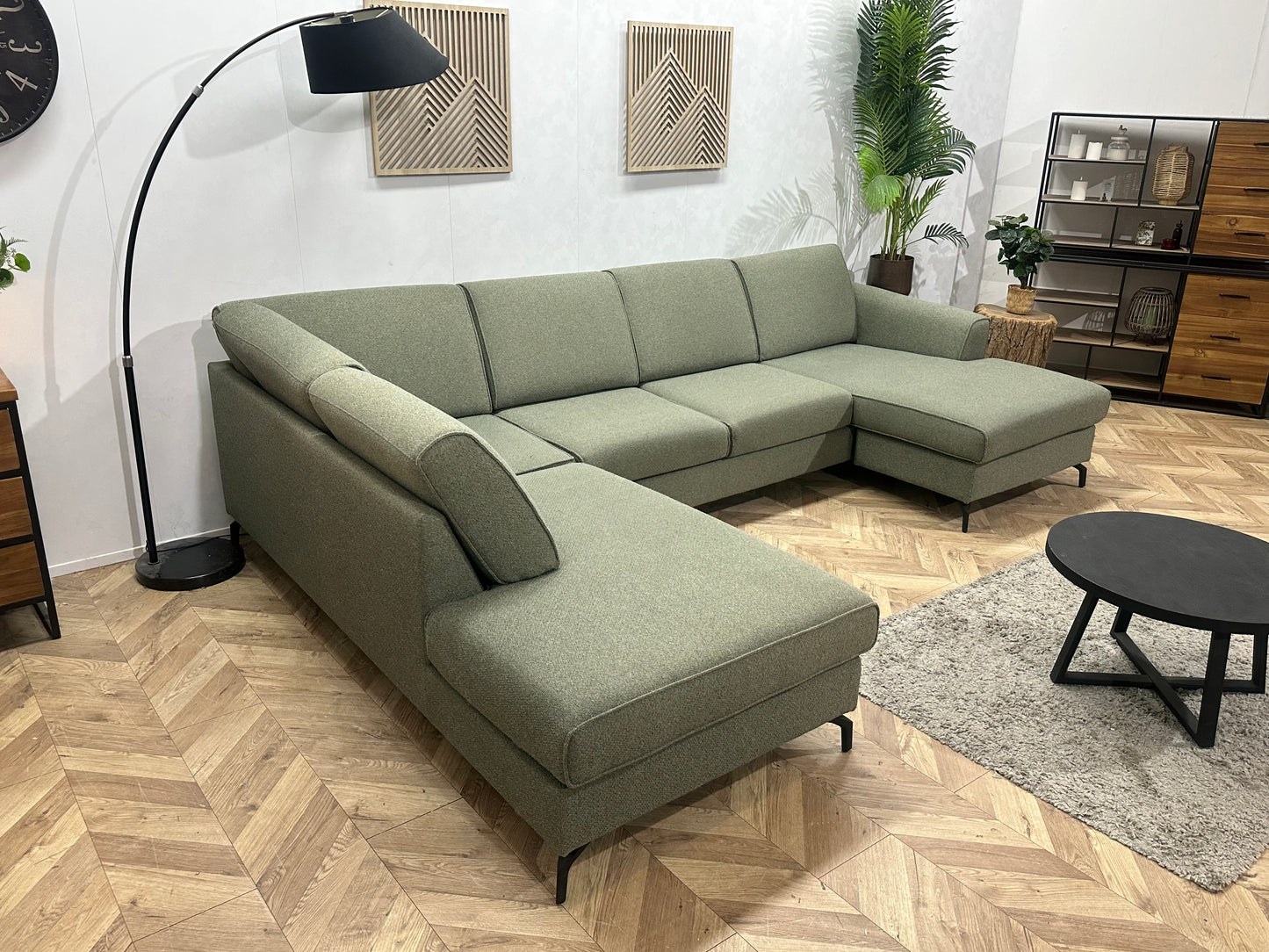 H&H Grijze U Bank ~ Losse Kussens Met Afneembare Hoezen