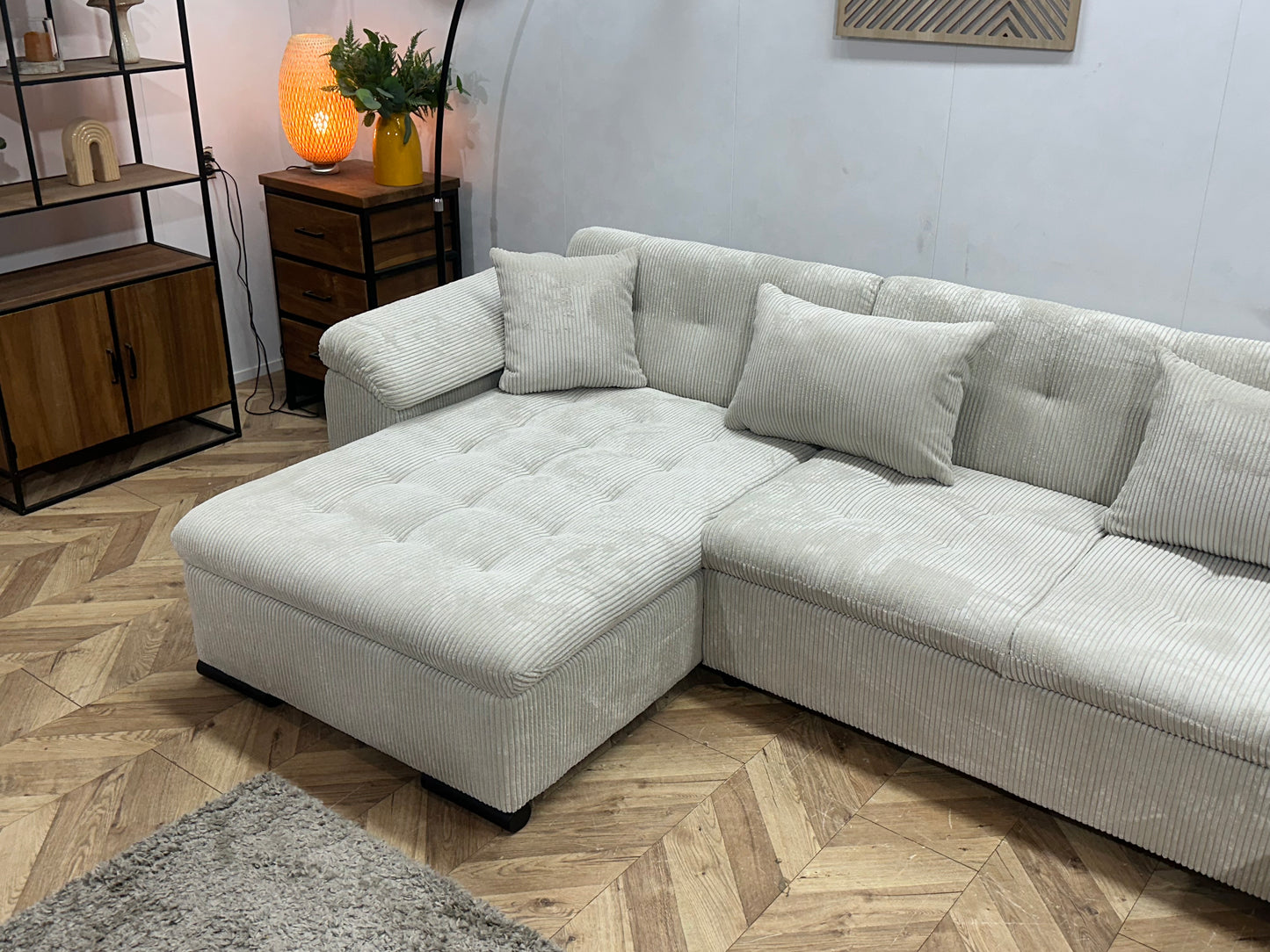 !Showroommodel! Witte Ribstof U Bank