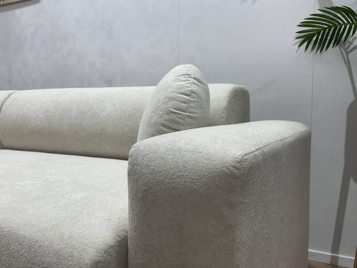 !Showroommodel! Witte Velvet Hoekbank ~ Slaapfunctie