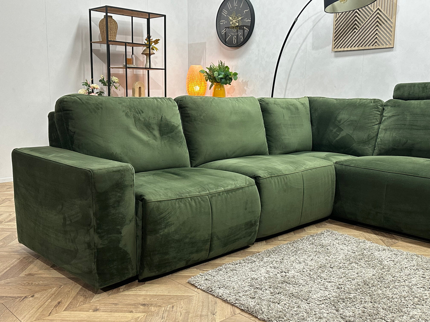 Groene Velvet Hoekbank ~ Nieuwstaat