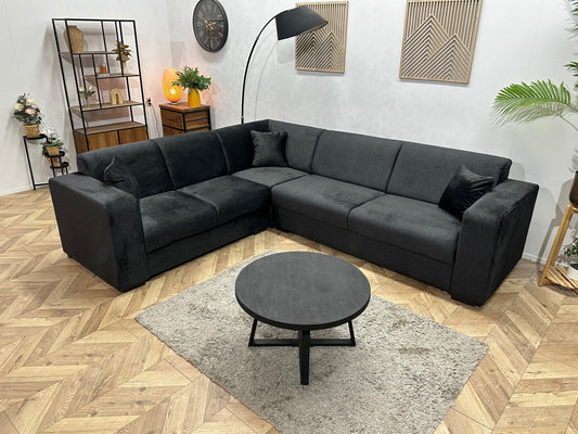 !Showroommodel! Zwarte Velvet Hoekbank