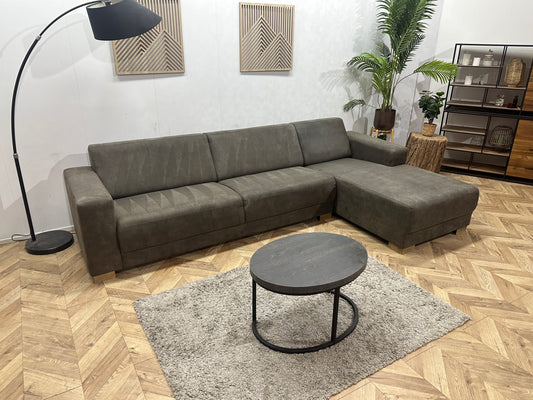 Antraciet Suède Stoffen Hoekbank ~ Vaste Kussens