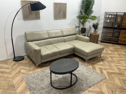 Beige Echt Lederen Hoekbank ~ Geïmpregneerd