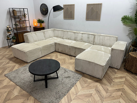 !Showroomodel! Witte Ribstof U Bank