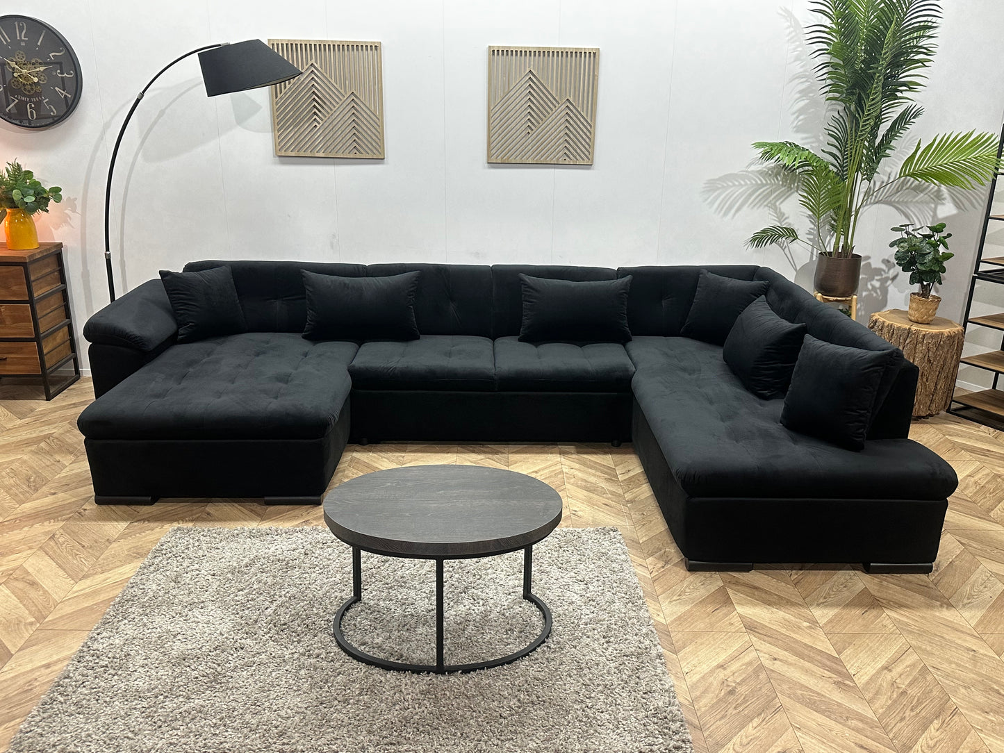 !Showroommodel! Zwarte Velvet Hoekbank