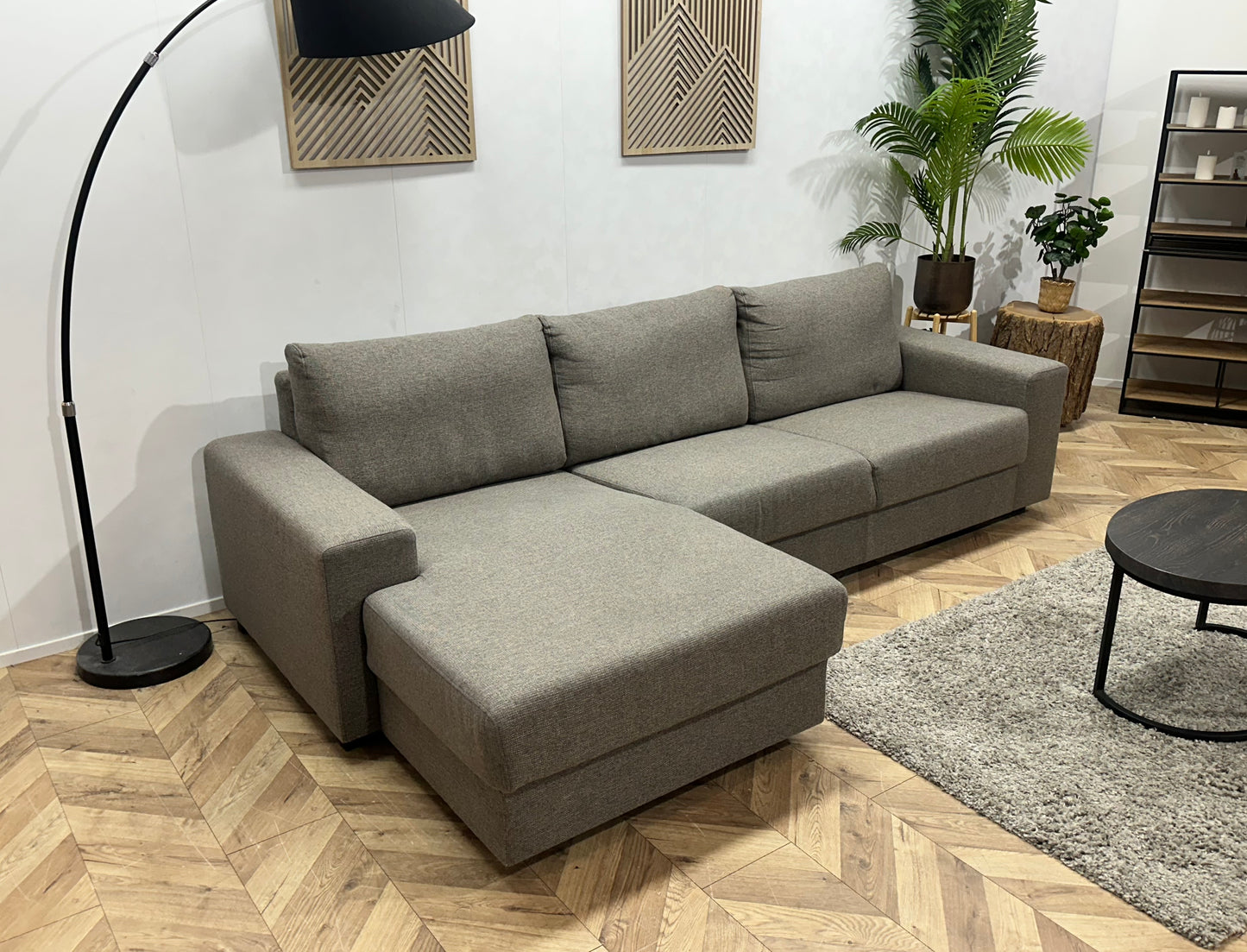 Grijze Hoekbank ~ Losse Rugkussens Met Afneembare Hoezen