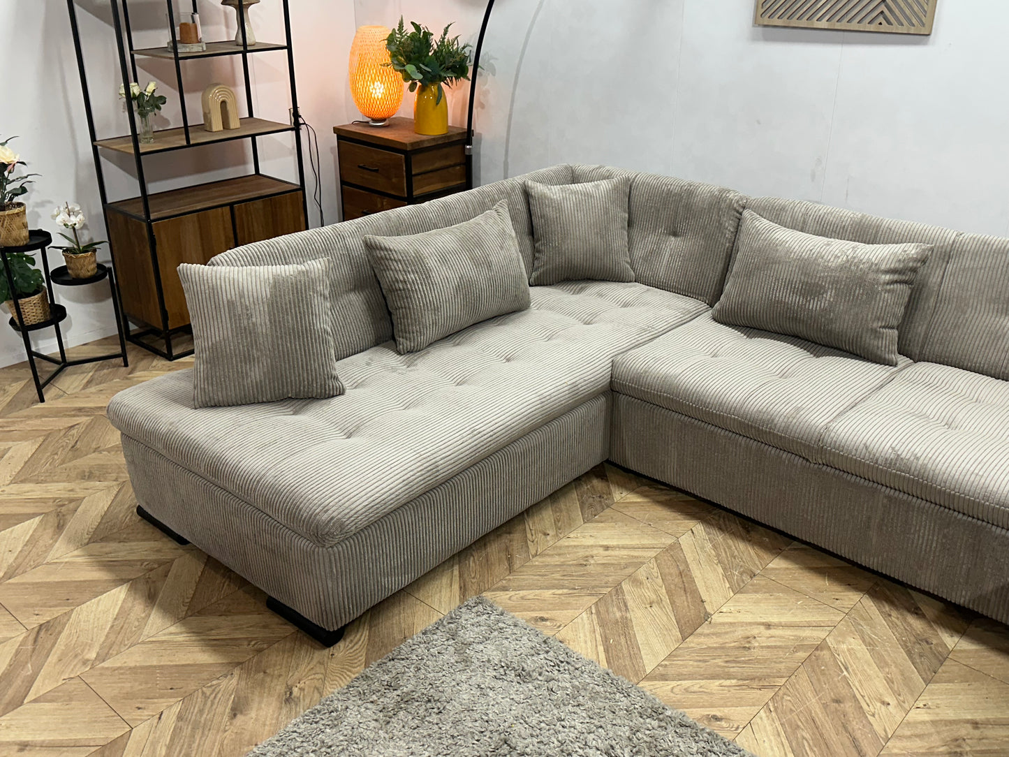 !Showroommodel! Licht Bruine Ribstof U Bank