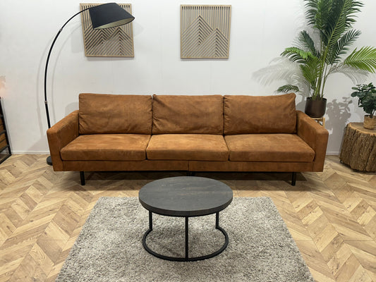 Cognac Bruine Suède Stoffen 3-Zits Bank ~ Losse Kussens Met Afneembare Hoezen