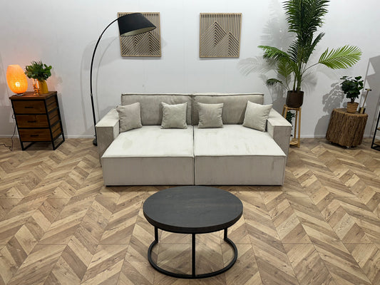 !Showroommodel! Witte Ribstof Lounge Bank