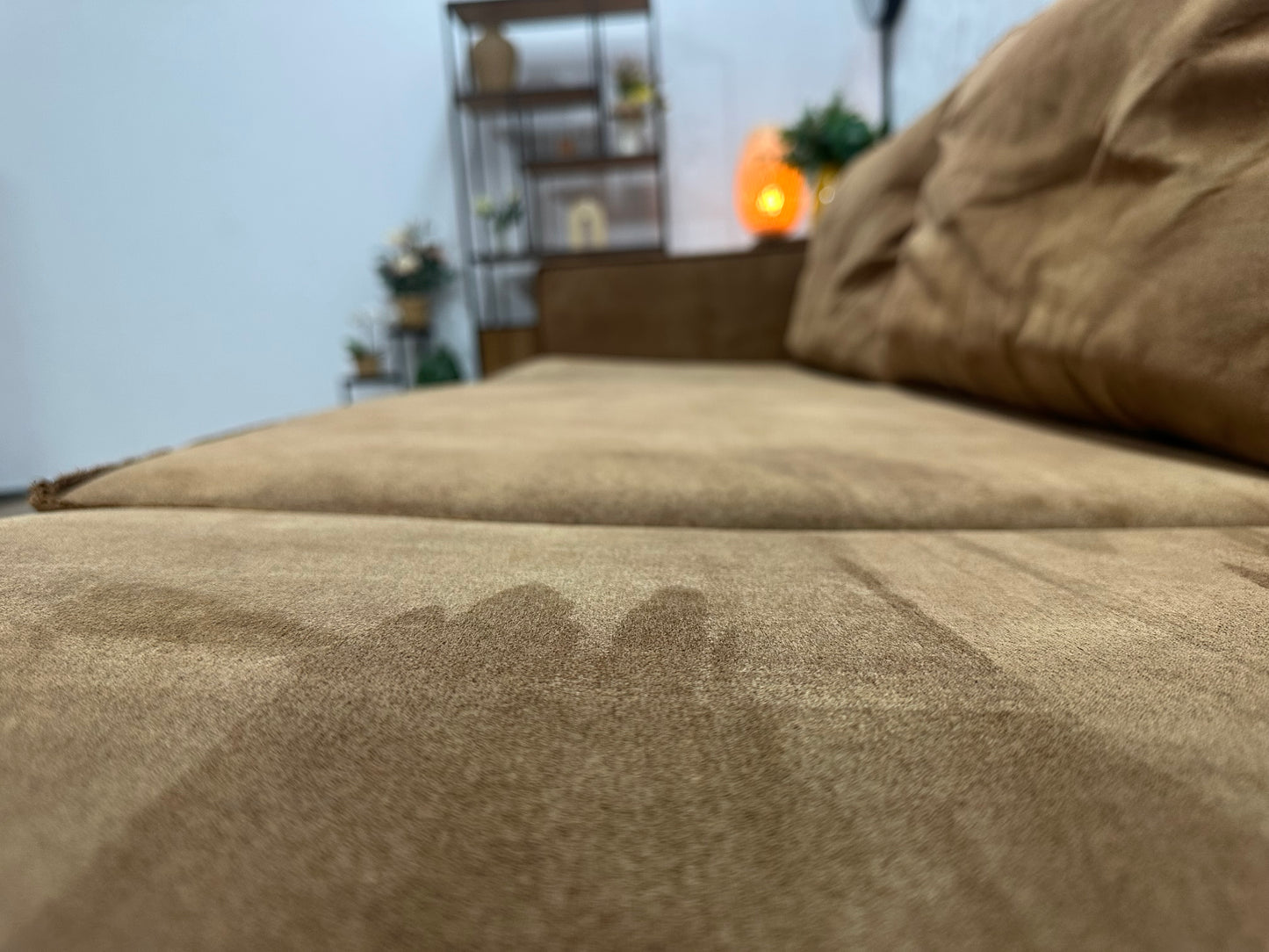 Be Pure Cognac Bruine Suède Stoffen 3-Zits Bank ~ Losse Kussens Met Afneembare Hoezen