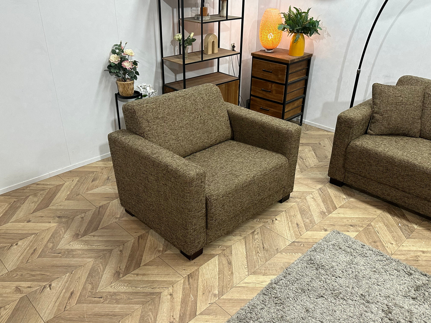 Bruine Ruime Hoekbank Inc Fauteuil ~ Meerdere Opstellingen