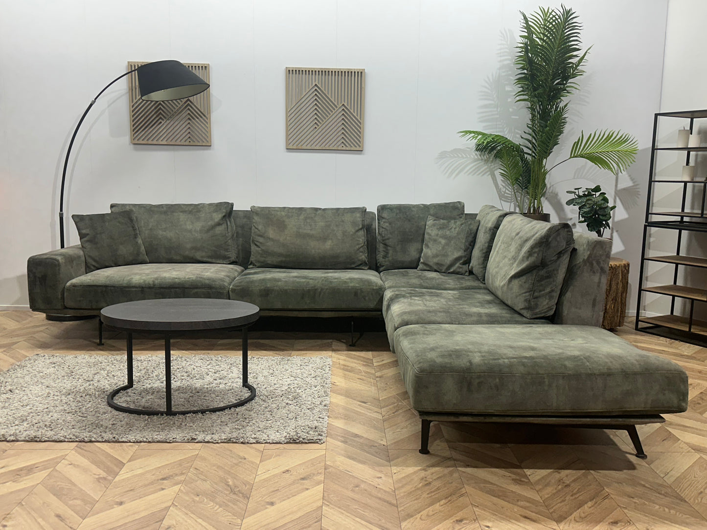 Passe Partout Groene Velvet Ruime Hoekbank Inc Fauteuil ~ Losse Kussens Met Afneembare Hoezen