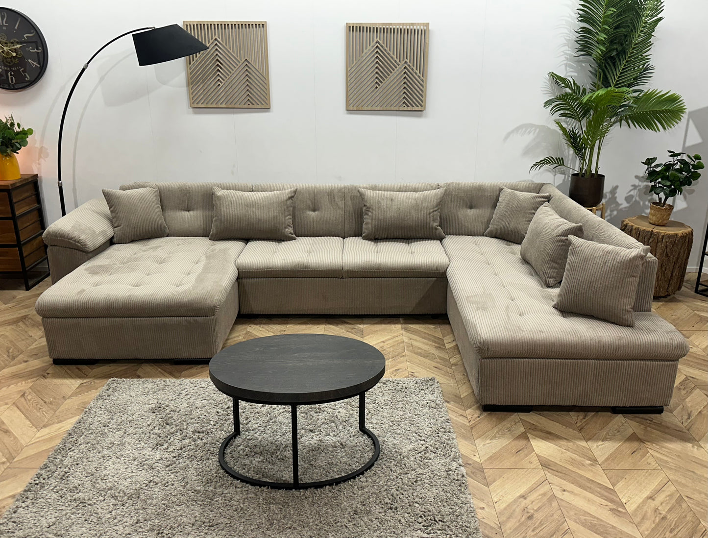 !Showroommodel! Licht Bruine Ribstof U Bank