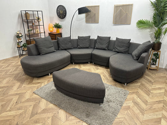 Lamonta Antraciet Design U Bank Inc Hocker ~ Losse Rugkussens Met Afneembare Hoezen