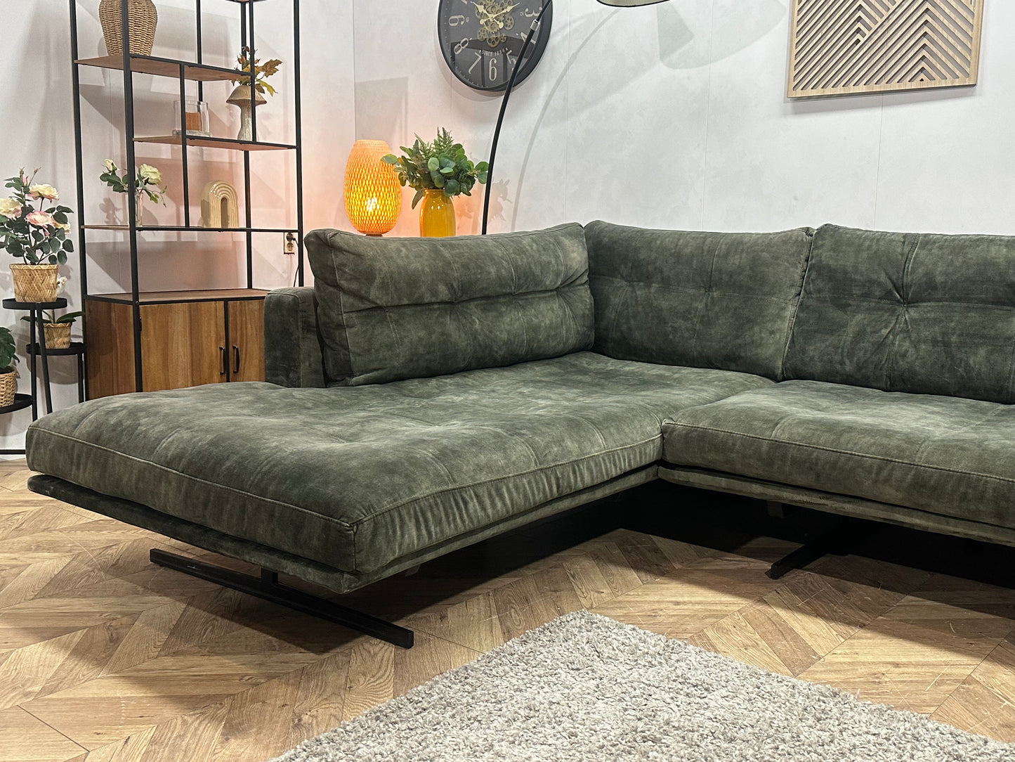 Groene Velvet U Bank ~ Losse Kussens Met Afneembare Hoezen